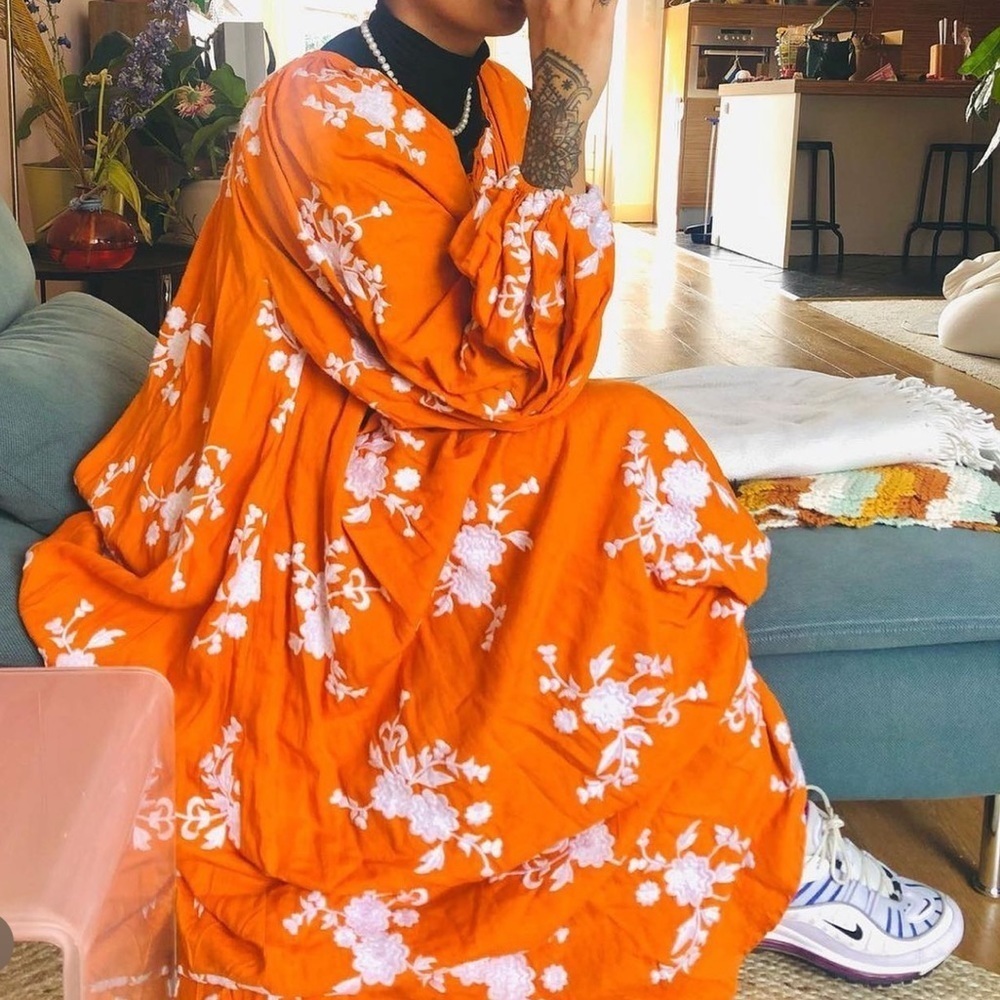 All Things Mochi Nimi Orange Floral Maxi Dress‎ Sz XS NEW